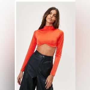 Nasty Gal High Neck Under Cup Crop Top, Sz 8